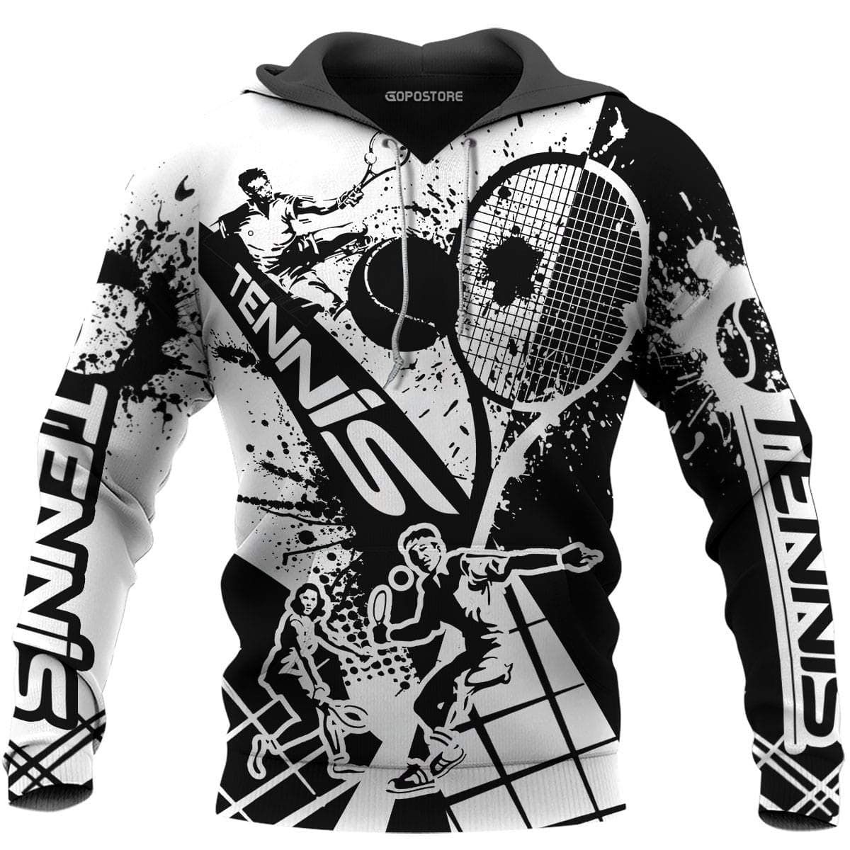 B&W Tennis Customized Hoodie 3D All Over Print With Name