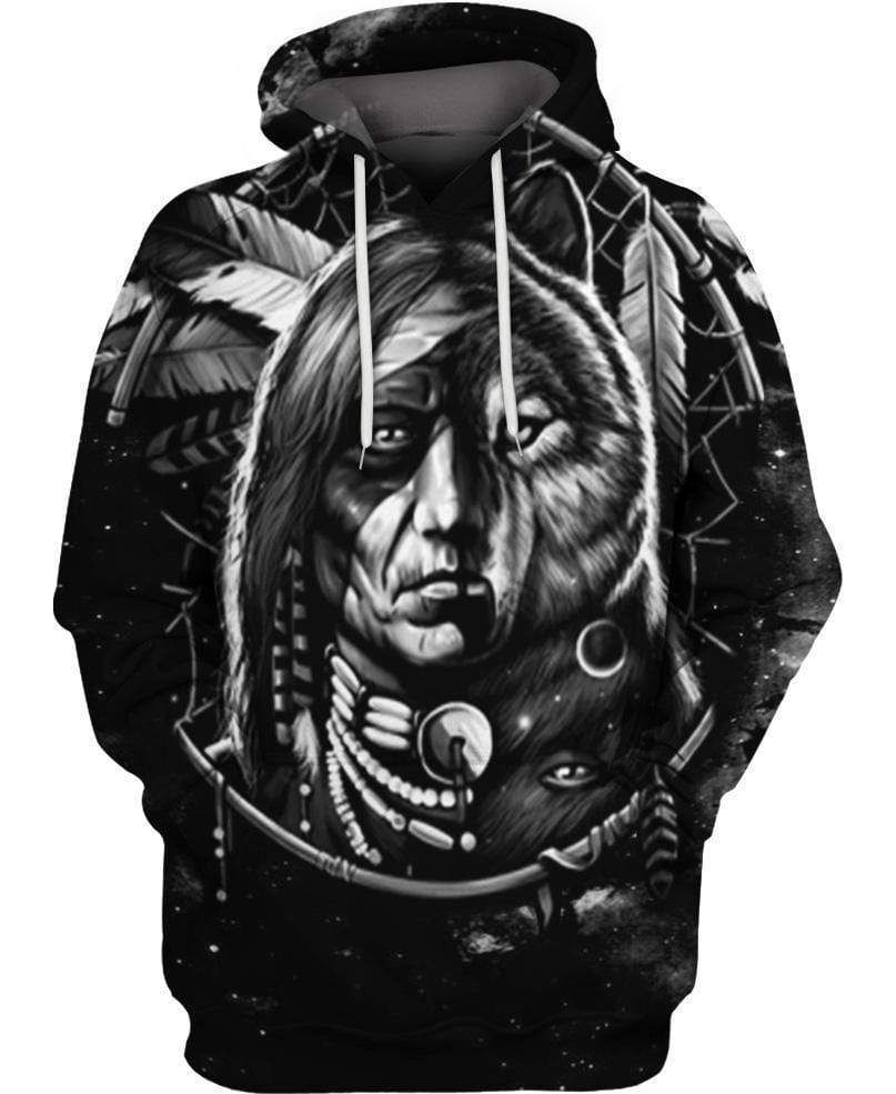 Native American West Wolf Hoodie 3D All Over Print