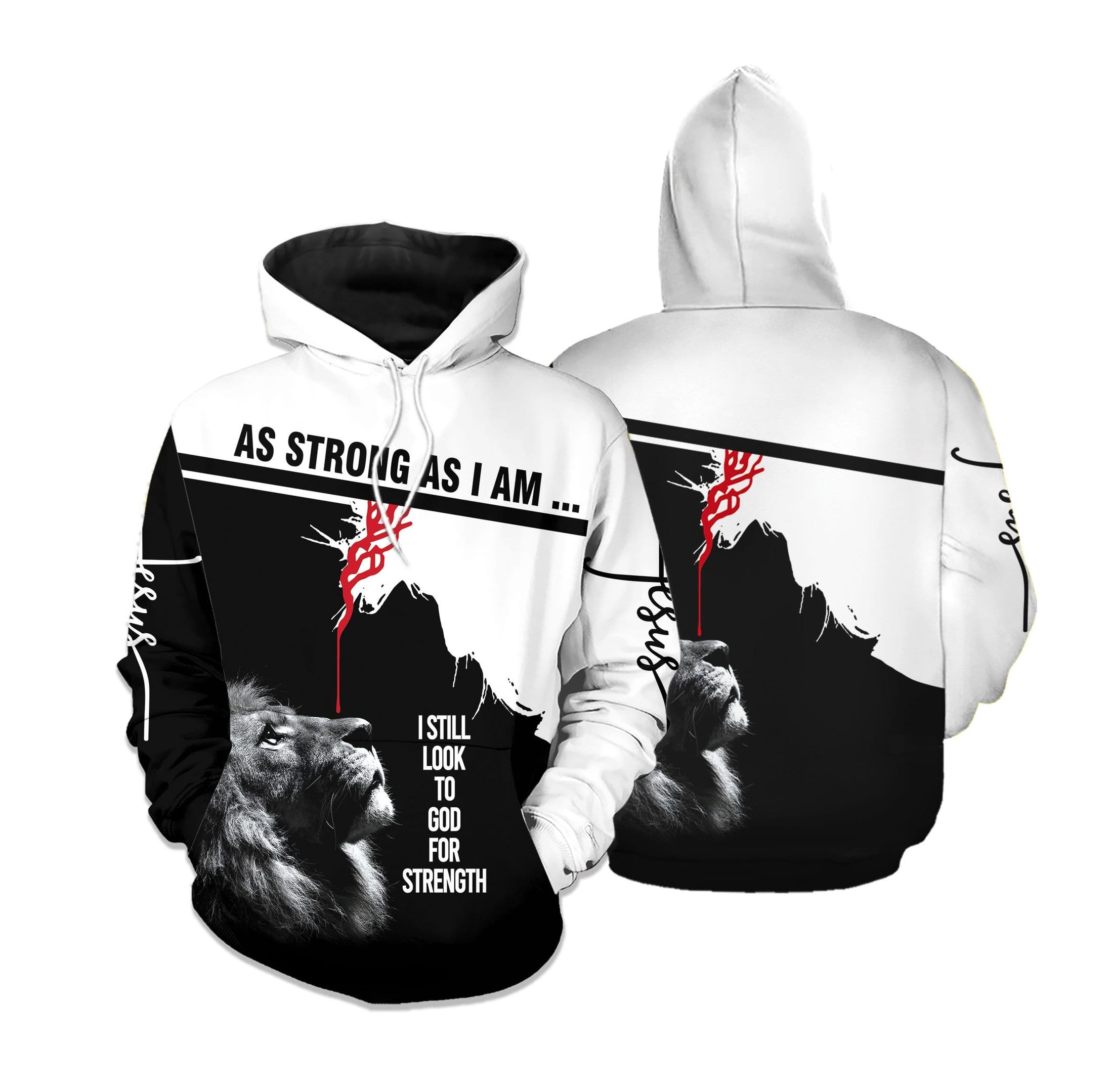 As Strong As I Am Jesus Lion Hoodie 3D All Over Print