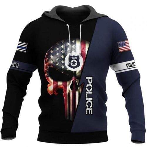American Flag Skull Police Hoodie 3D All Over Print