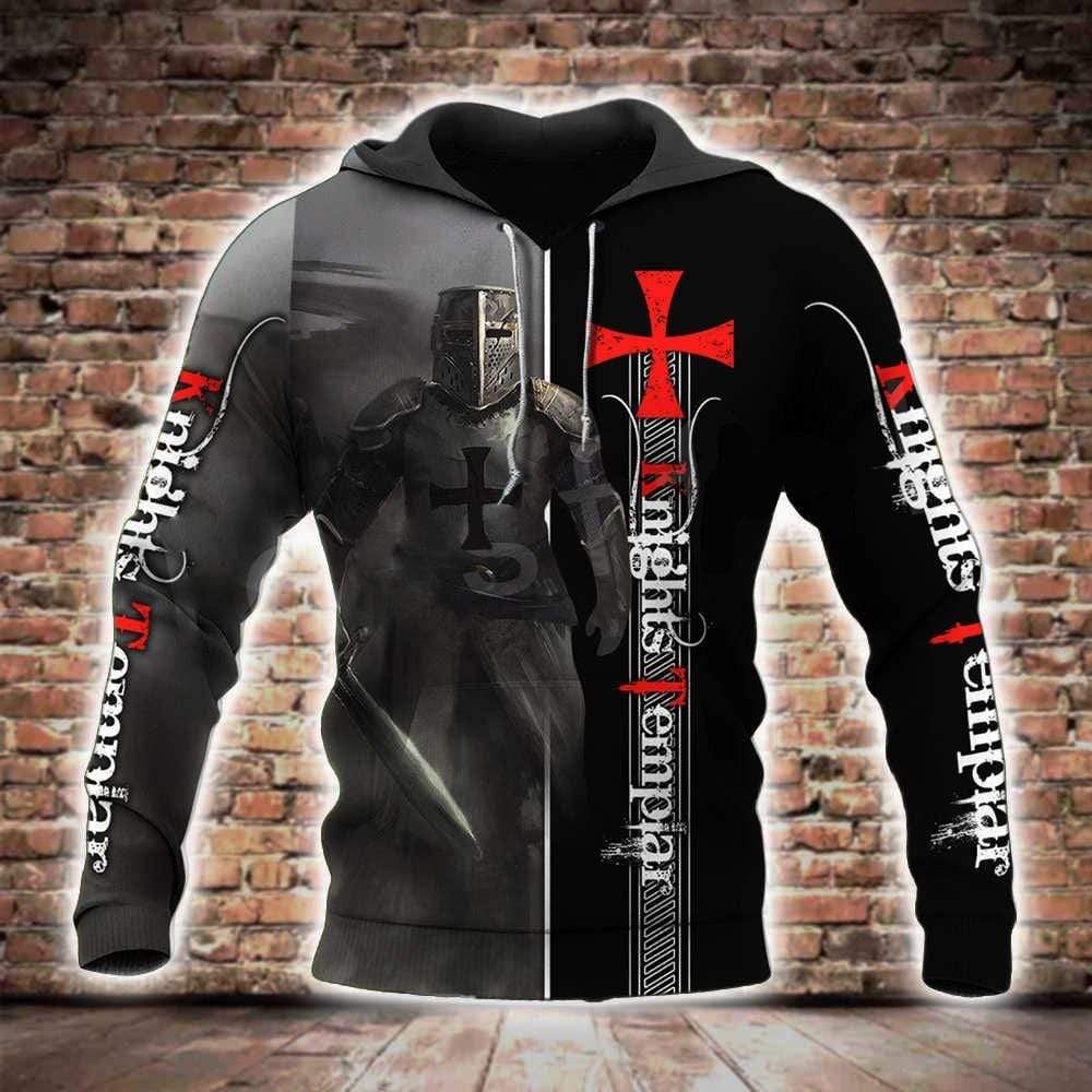 Knight Templar Armor Grey Custom Name Hoodie 3D All Over Print