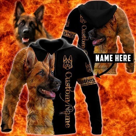 Personalized German Shepherd Black Custom Name Hoodie 3D All Over Print