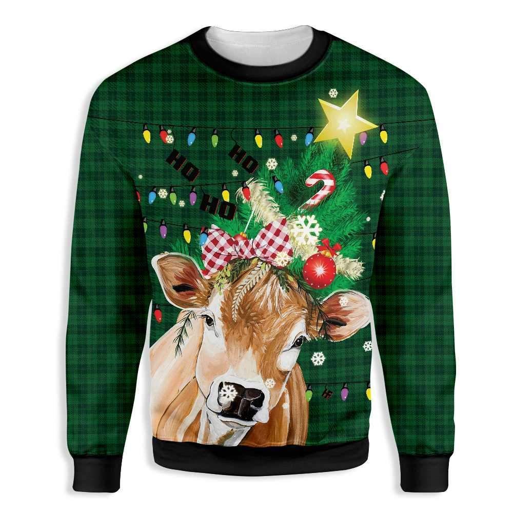 Ho Ho Ho Cow Farmer Christmas Sweatshirt All Over Print