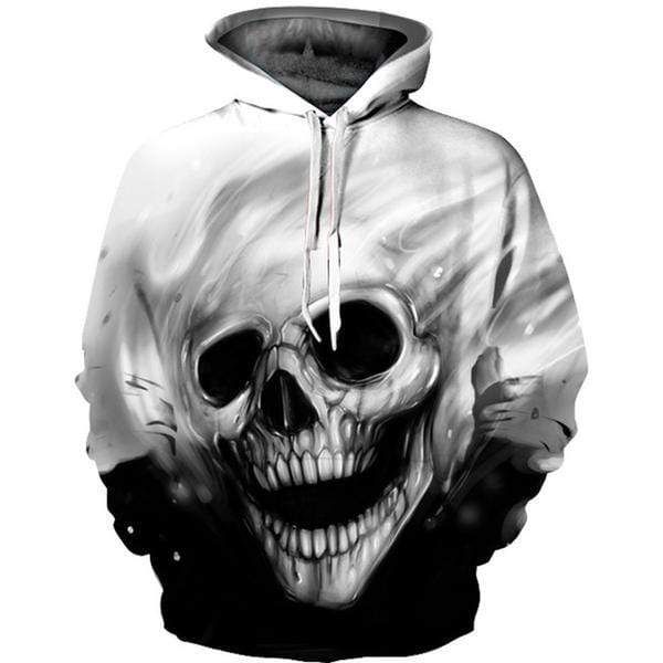 Black And White Skull Hoodie For Couple 3D All Over Print