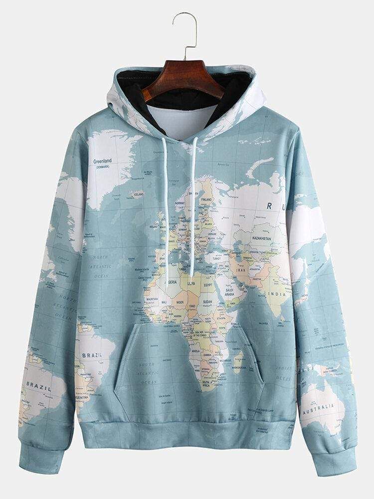 Cool World Map Hoodie 3D All Over Print