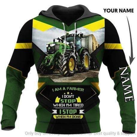 Personalized Im A Farmer Green Hoodie 3D All Over Print Custom Name