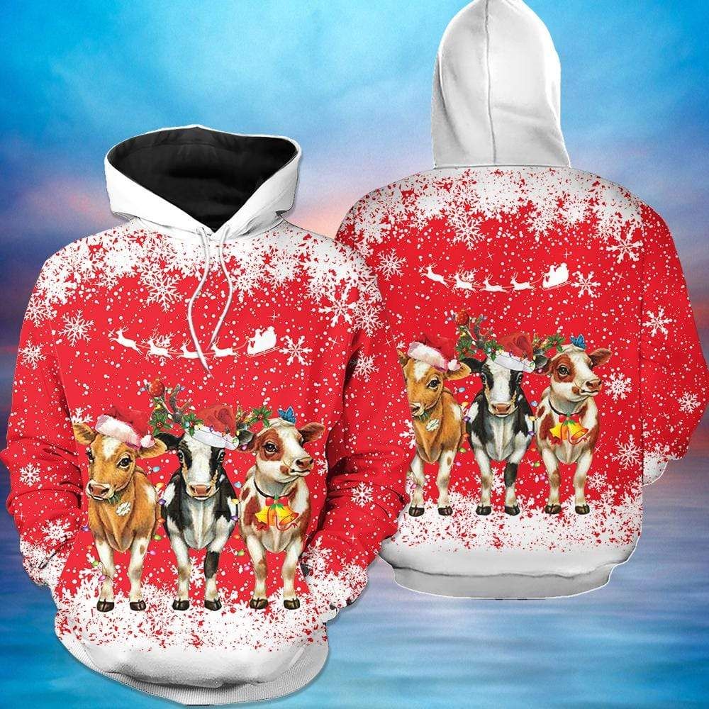 Cows Christmas Hoodie 3D All Over Print