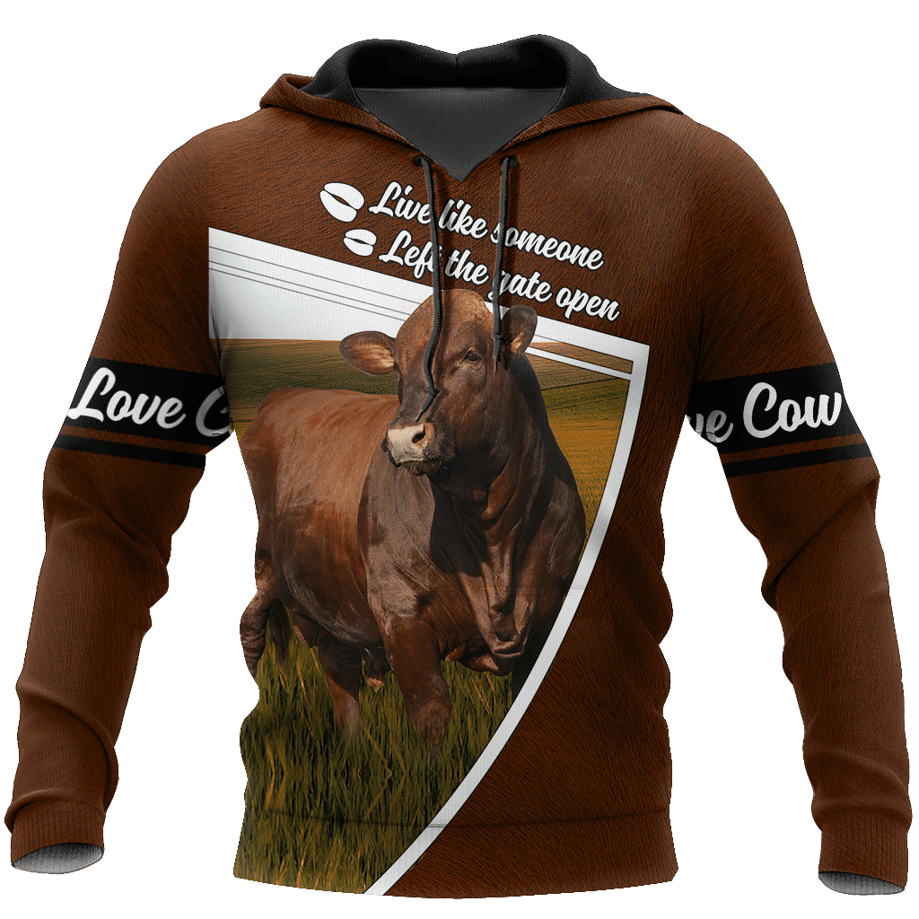 Live Like Someone Left The Gate Open Cow Hoodie 3D All Over Print