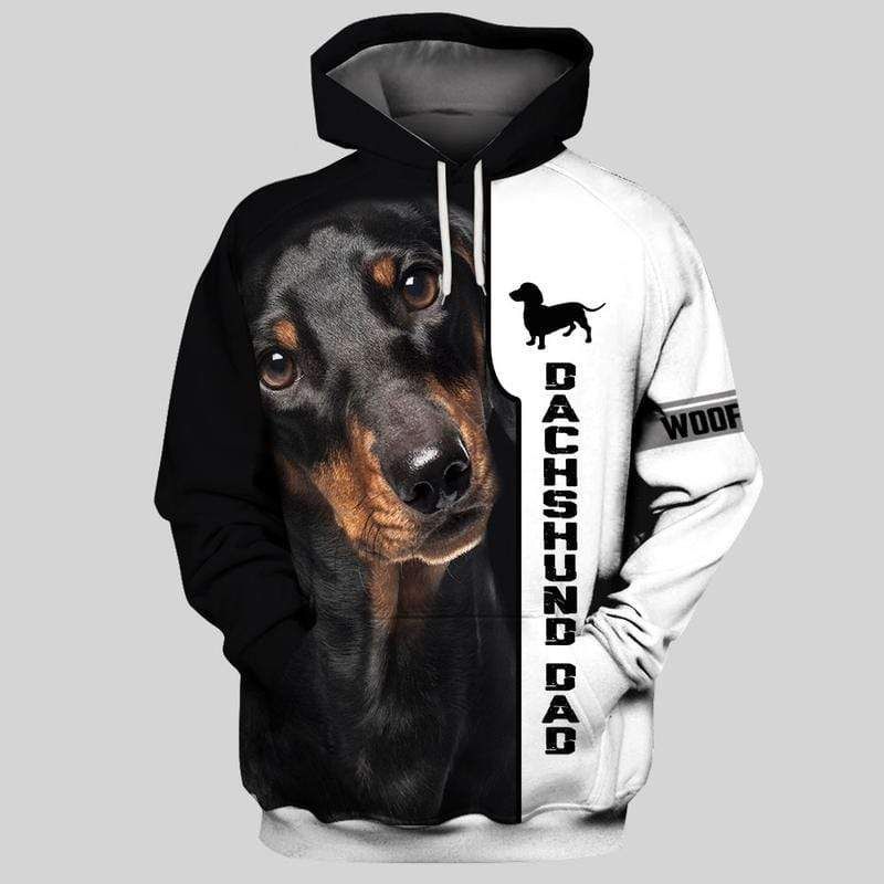Gifts For Dad  Personalized Dachshund Dad Hoodie 3D All Over Print Custom Photo