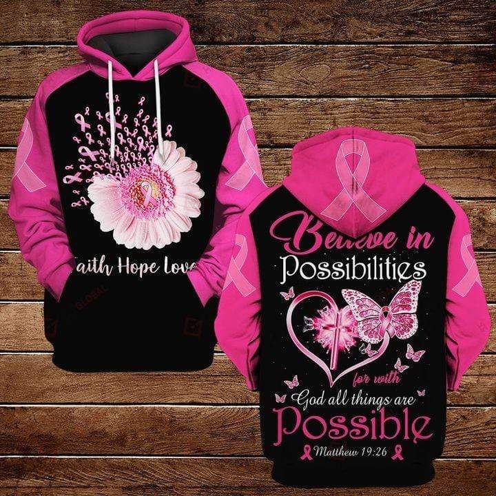 Ribbon Flower Believe In Possibilities With God Hoodie For Couple 3D All Over Print