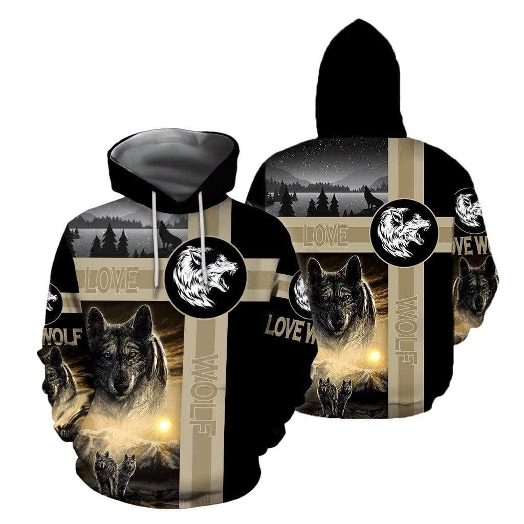 Wolf Love Native American Hoodie 3D All Over Print