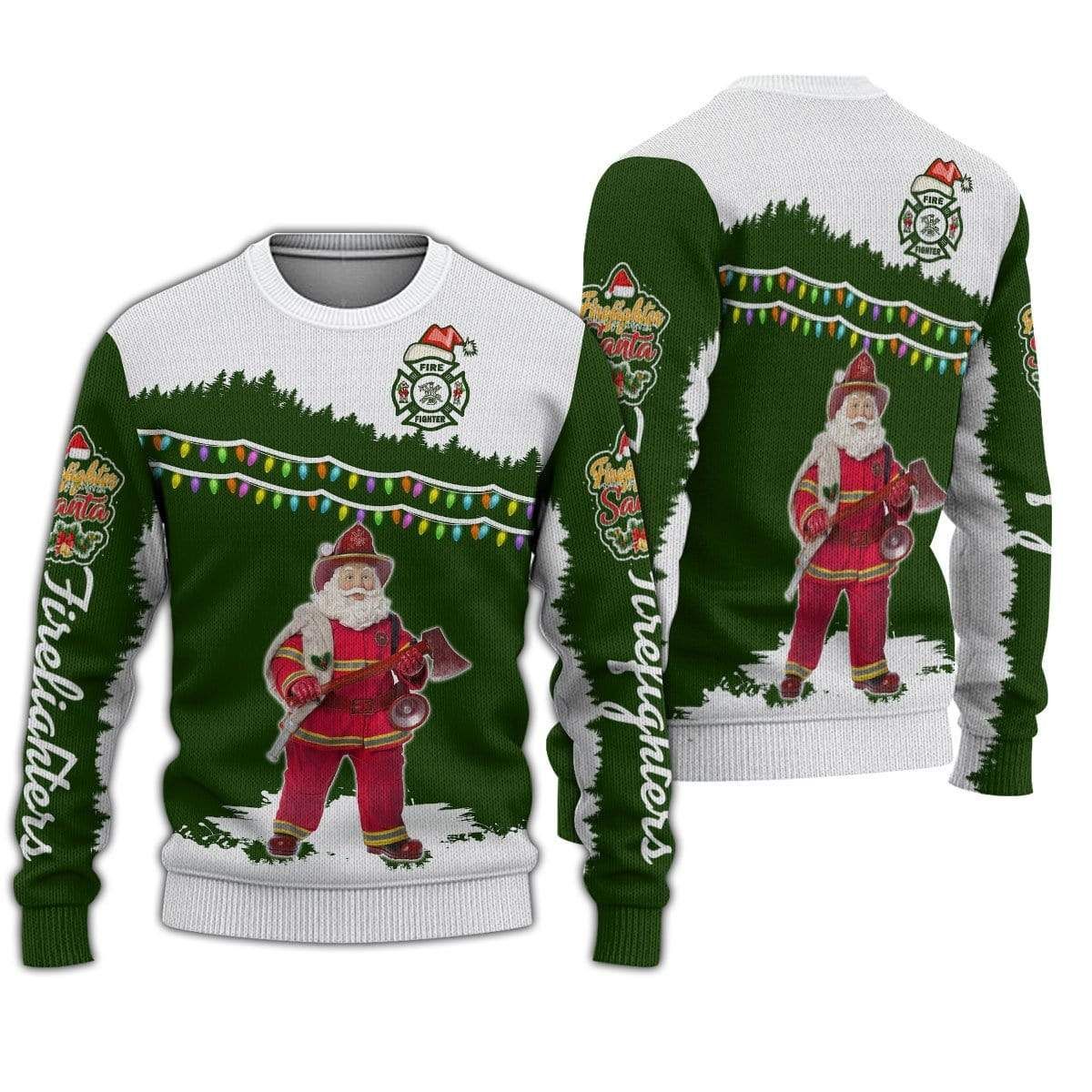Awesome Santa Firefighter Christmas Sweater All Over Print