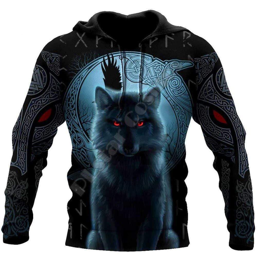 Wolf Blue Viking Warrior Hoodie 3D All Over Print
