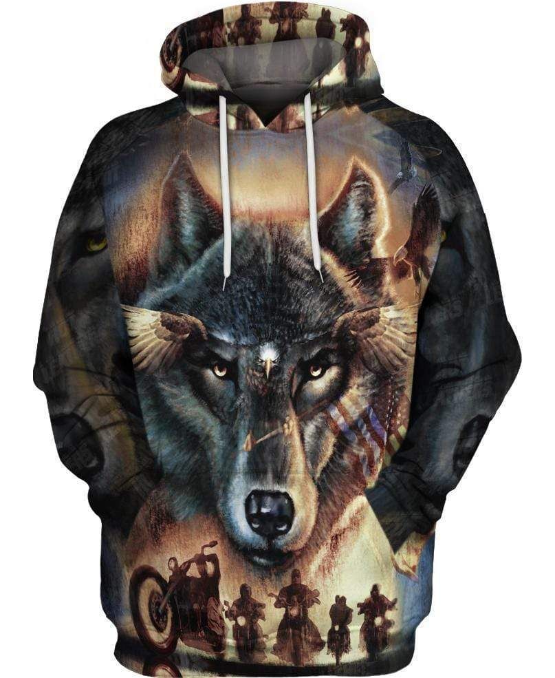 Wolf Eagle Motorbike Hoodie 3D All Over Print