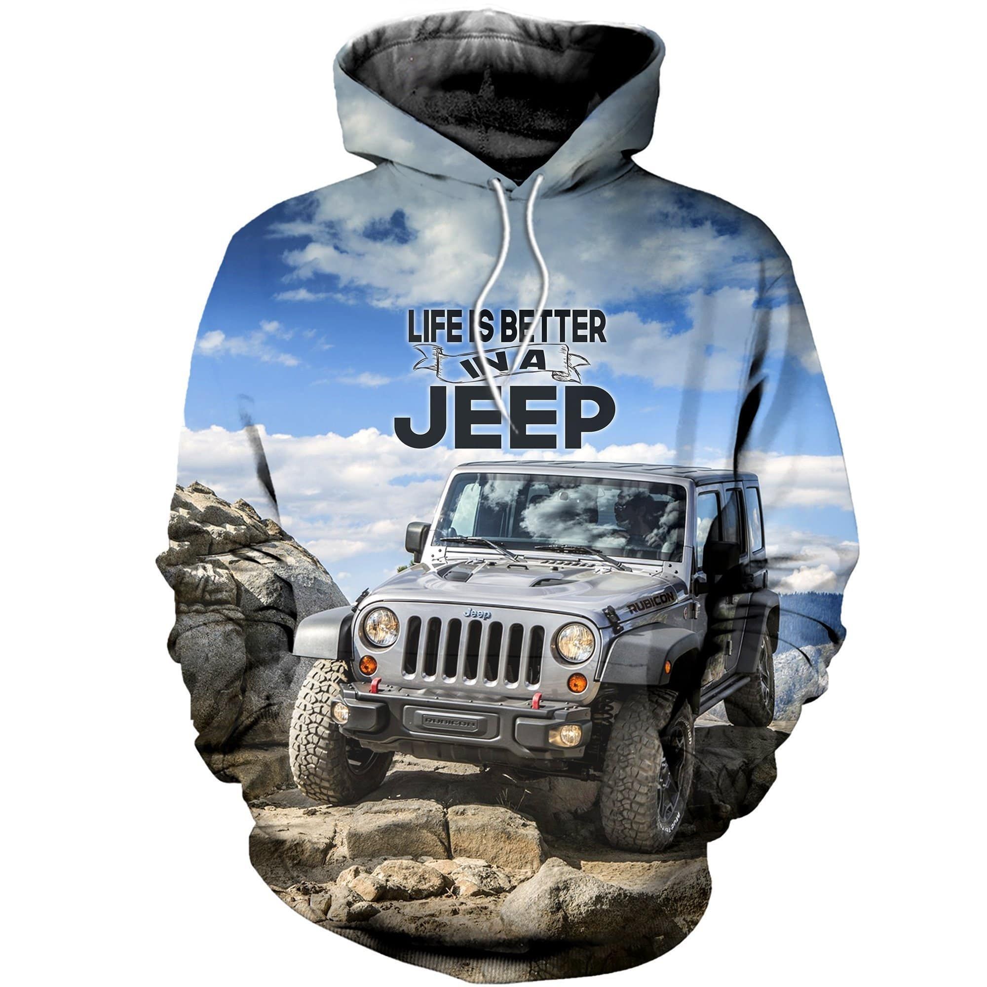 Life Is Better In A Jeep Blue Sky Hoodie 3D All Over Print PAN3HD0223