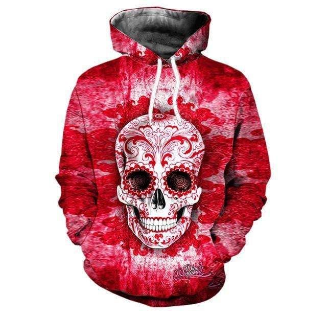 Red Skull Hoodie For Couple 3D All Over Print