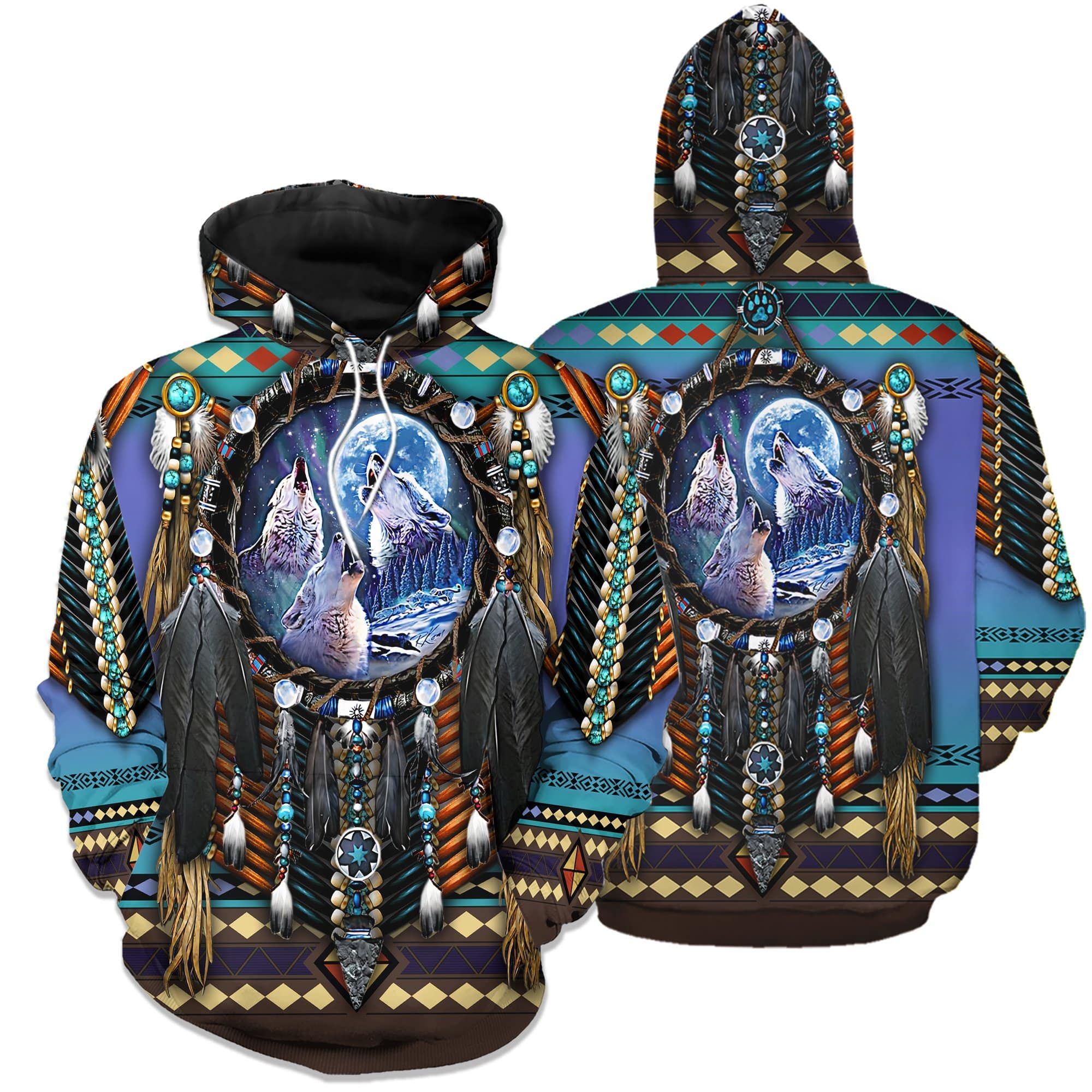 Wolf Native Dreamcatcher  Hoodie 3D All Over Print