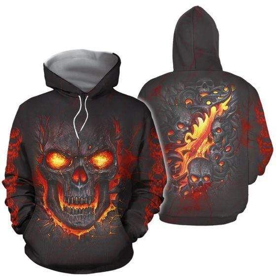 Skull Fire Hoodie 3D All Over Print