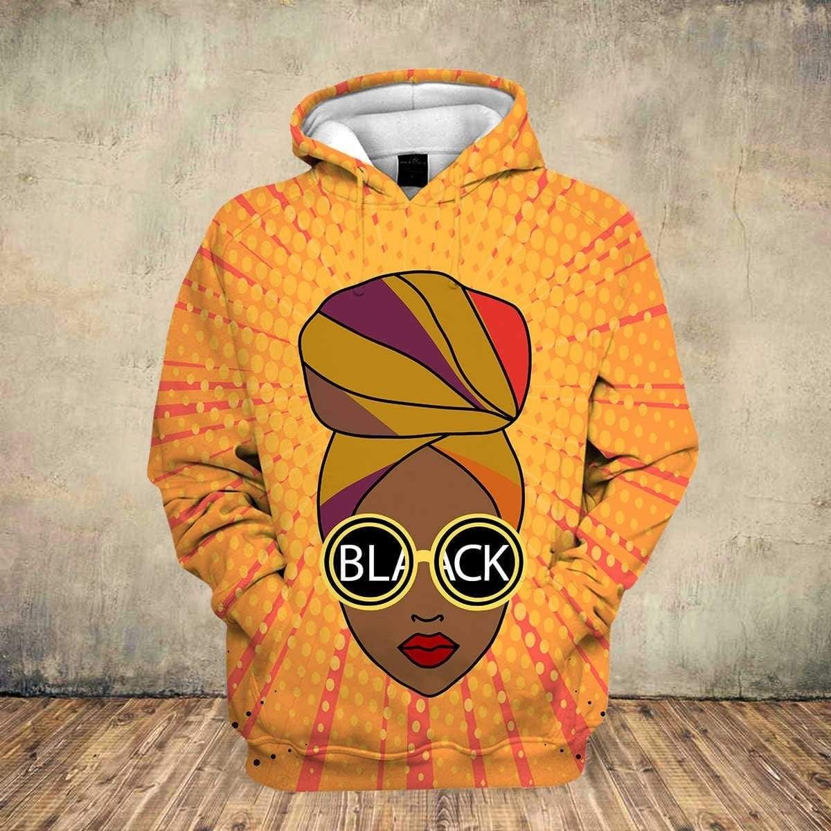 Black Girl Yellow Hoodie 3D All Over Print