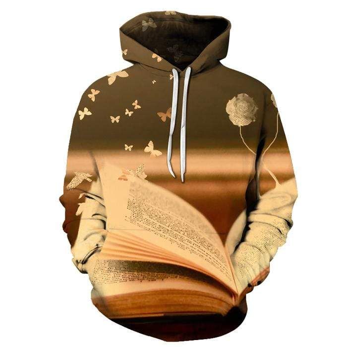 Vintage Butterfly And Book Hoodie 3D All Over Print