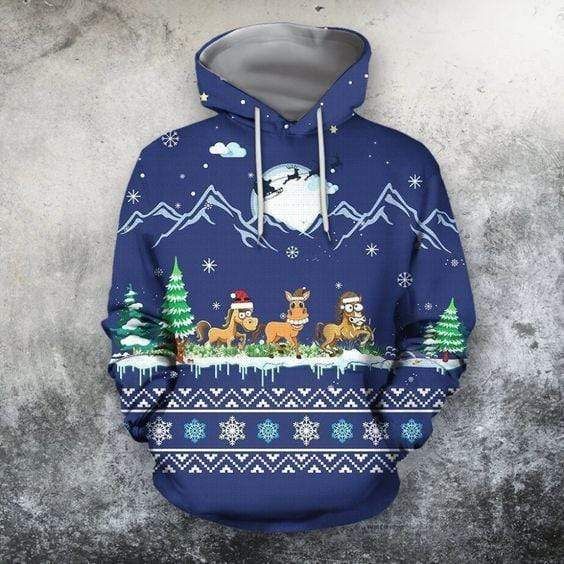 Horse On Christmas Hoodie 3D All Over Print