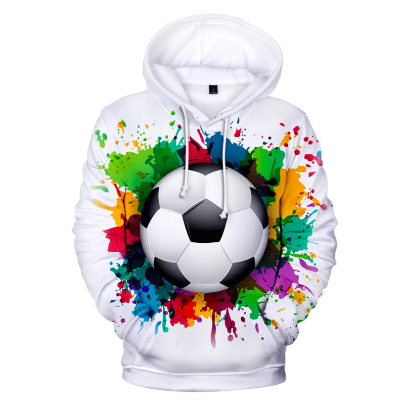 Soccer Ball Water Color White Hoodie 3D All Over Print
