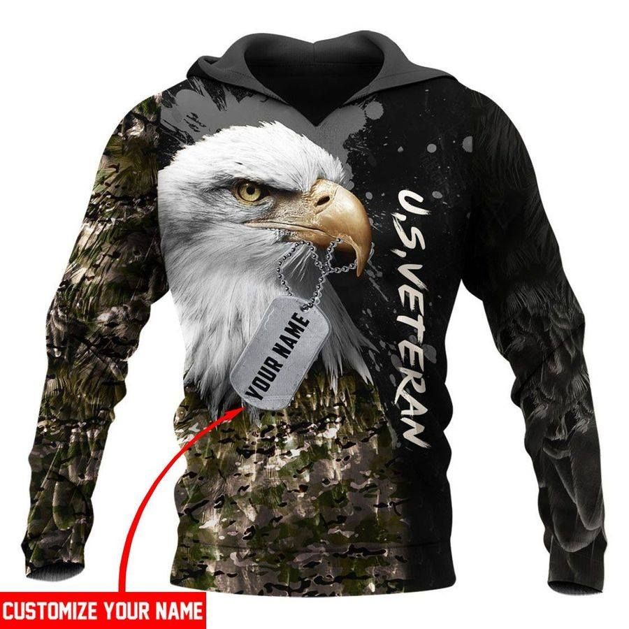 Personalized Us Veteran Eagle Custom Name Hoodie 3D All Over Print