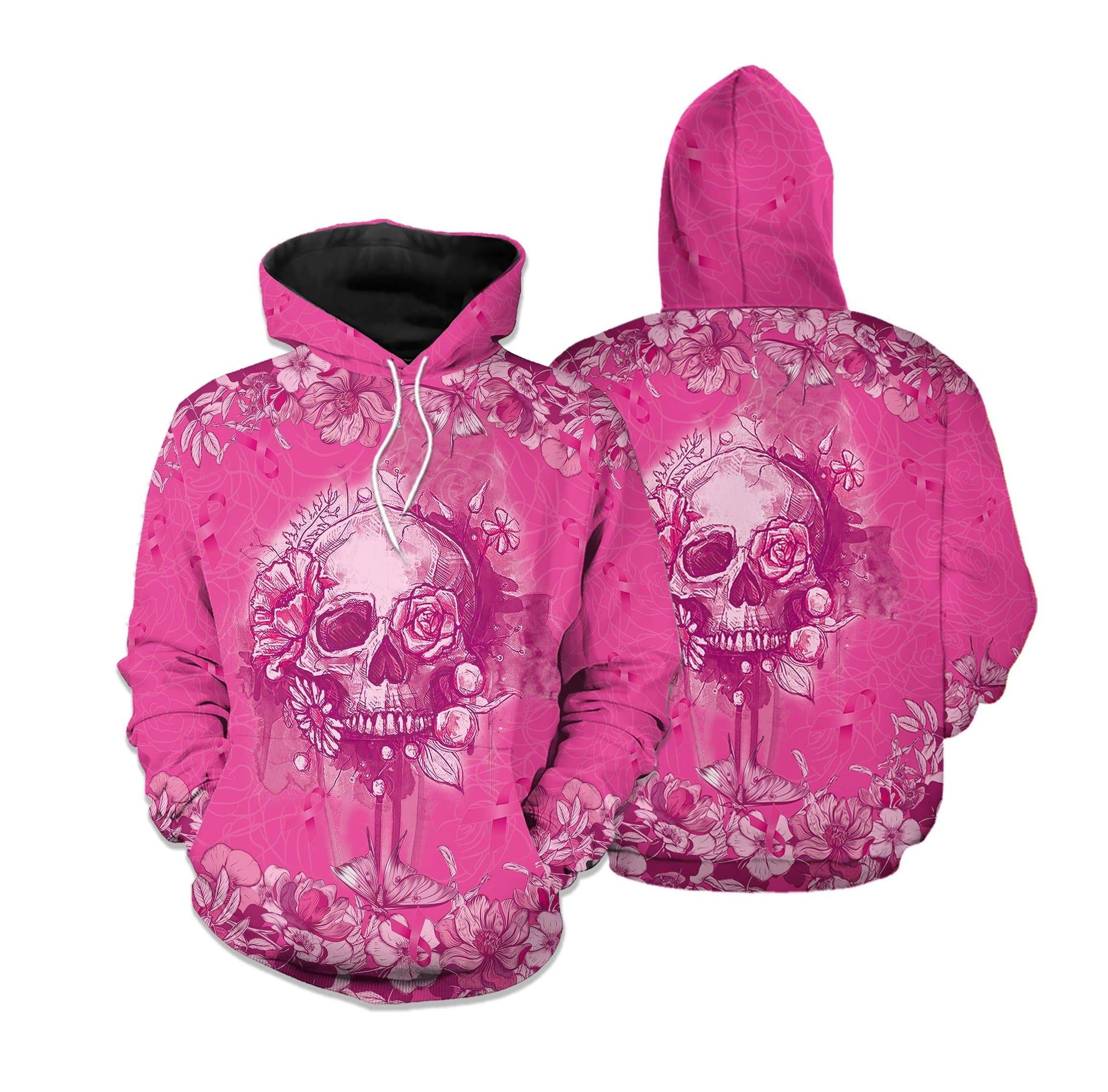 Skull Floral Pink Hoodie 3D All Over Print PAN3HD0192