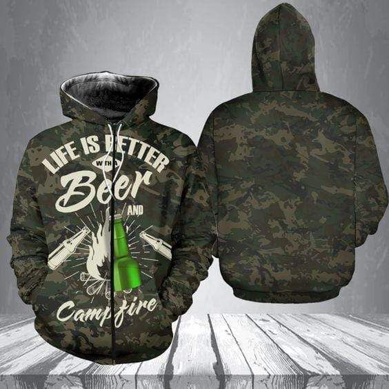 Life Is Better With Beer And Campfire Hoodie 3D All Over Print