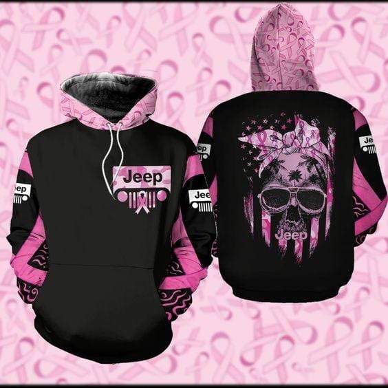 Jp Skull Breast Cancer Hoodie 3D All Over Print