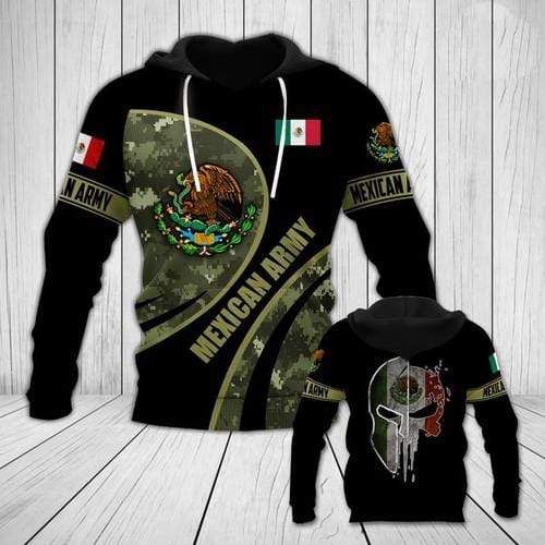 Mexican Army Mexico Flag Skull Hoodie 3D All Over Print