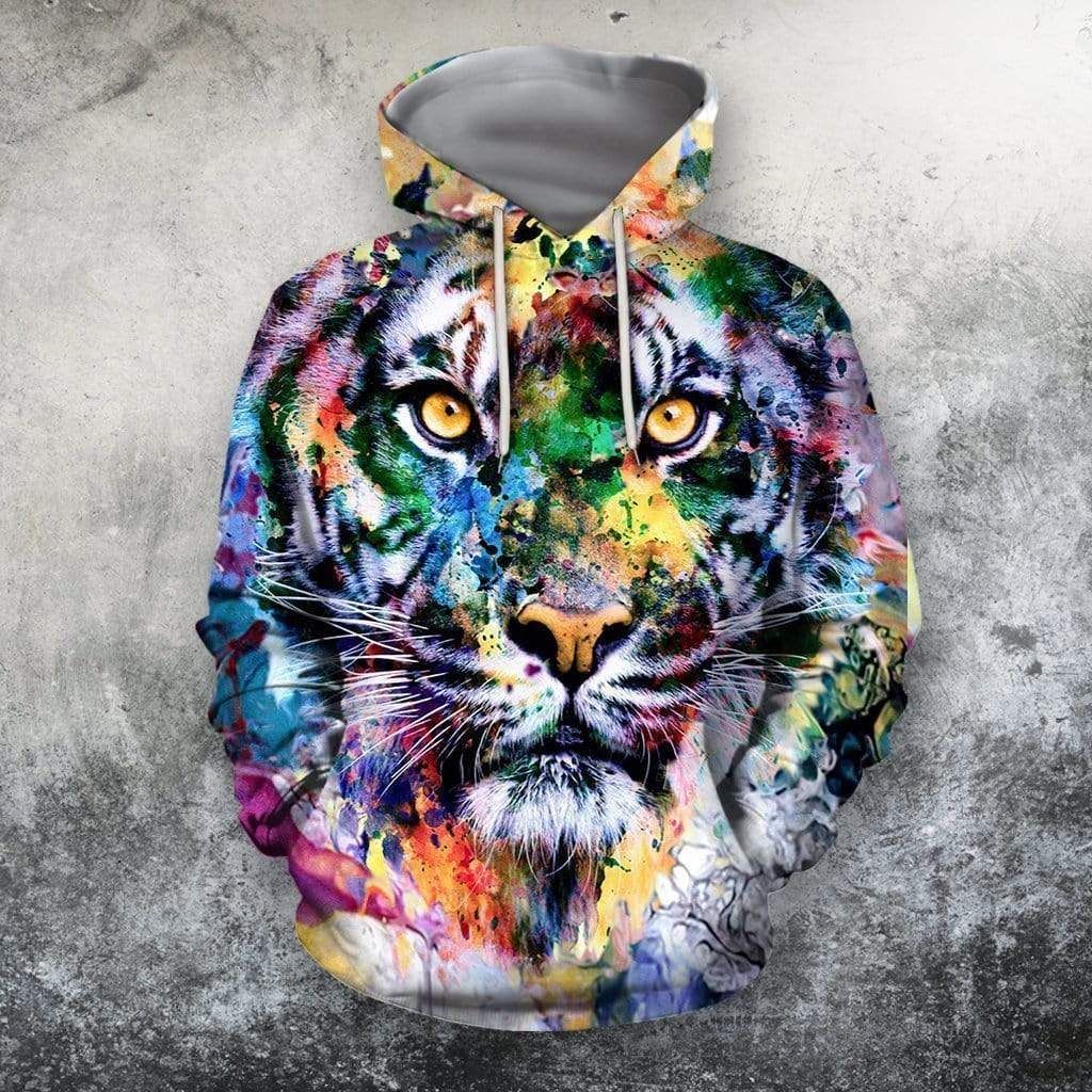 Colorful Tiger Hoodie 3D All Over Print