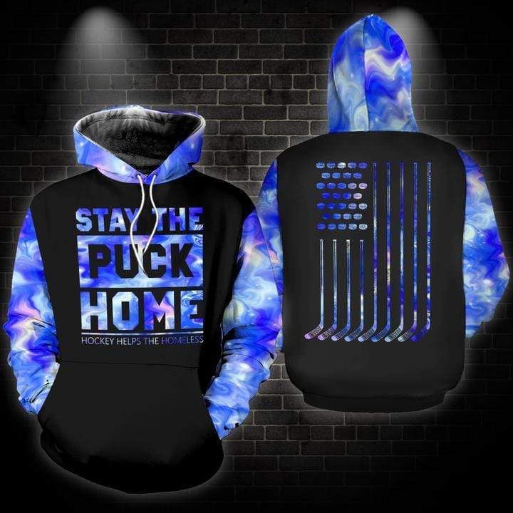 Stay The Puck Home Hockey Holographic Hoodie 3D All Over Print
