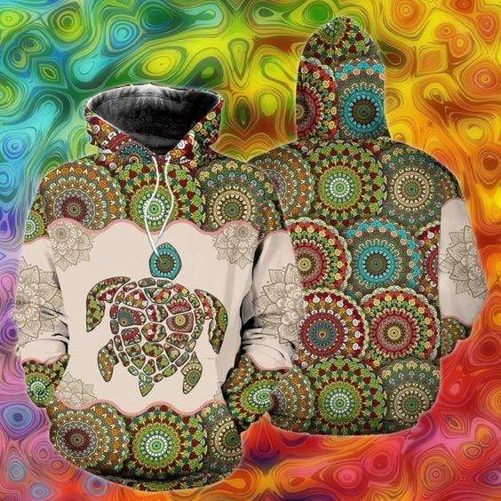 Turtle Mandala Hoodie 3D All Over Print