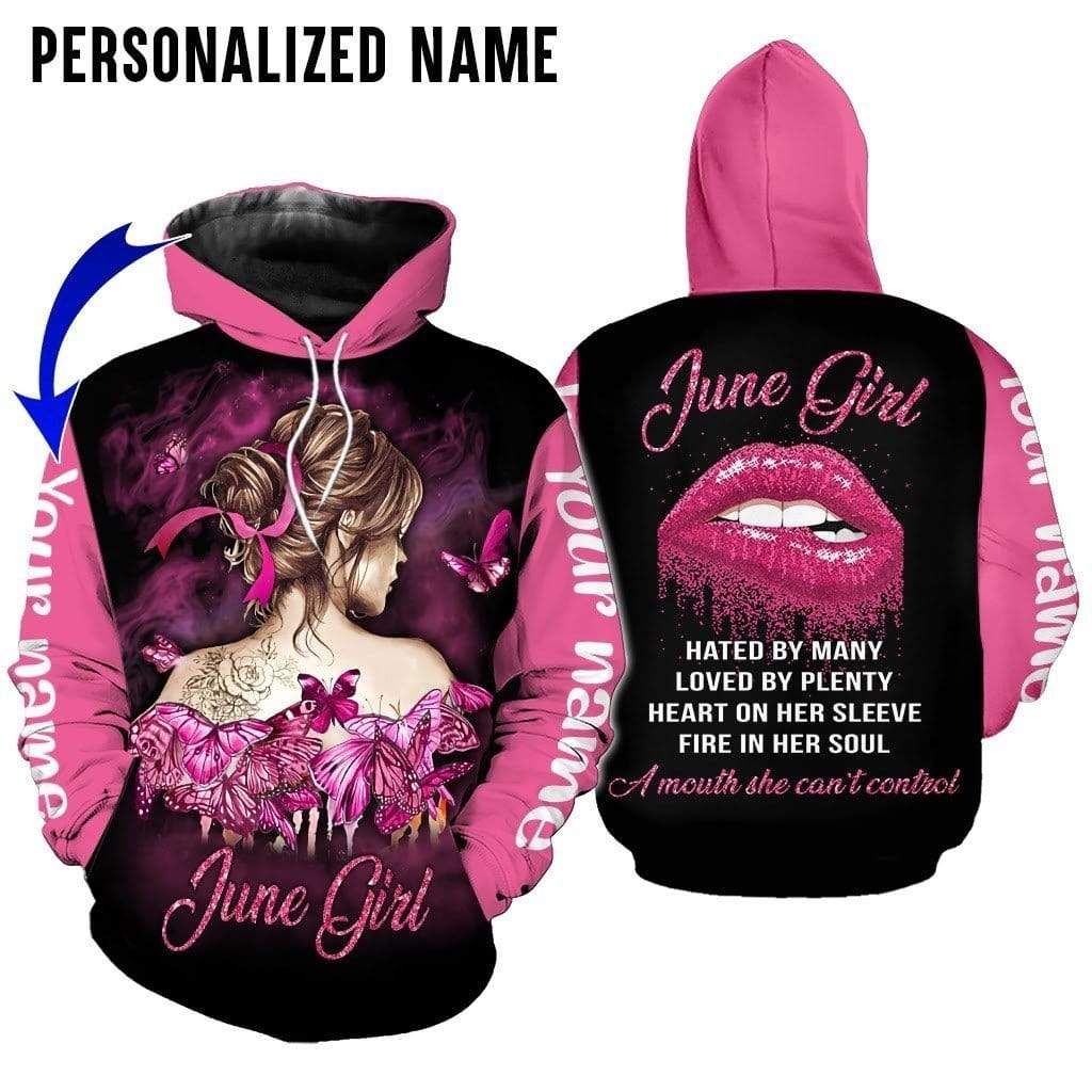 Personalized Name And Month June Girl Hoodie 3D All Over Print