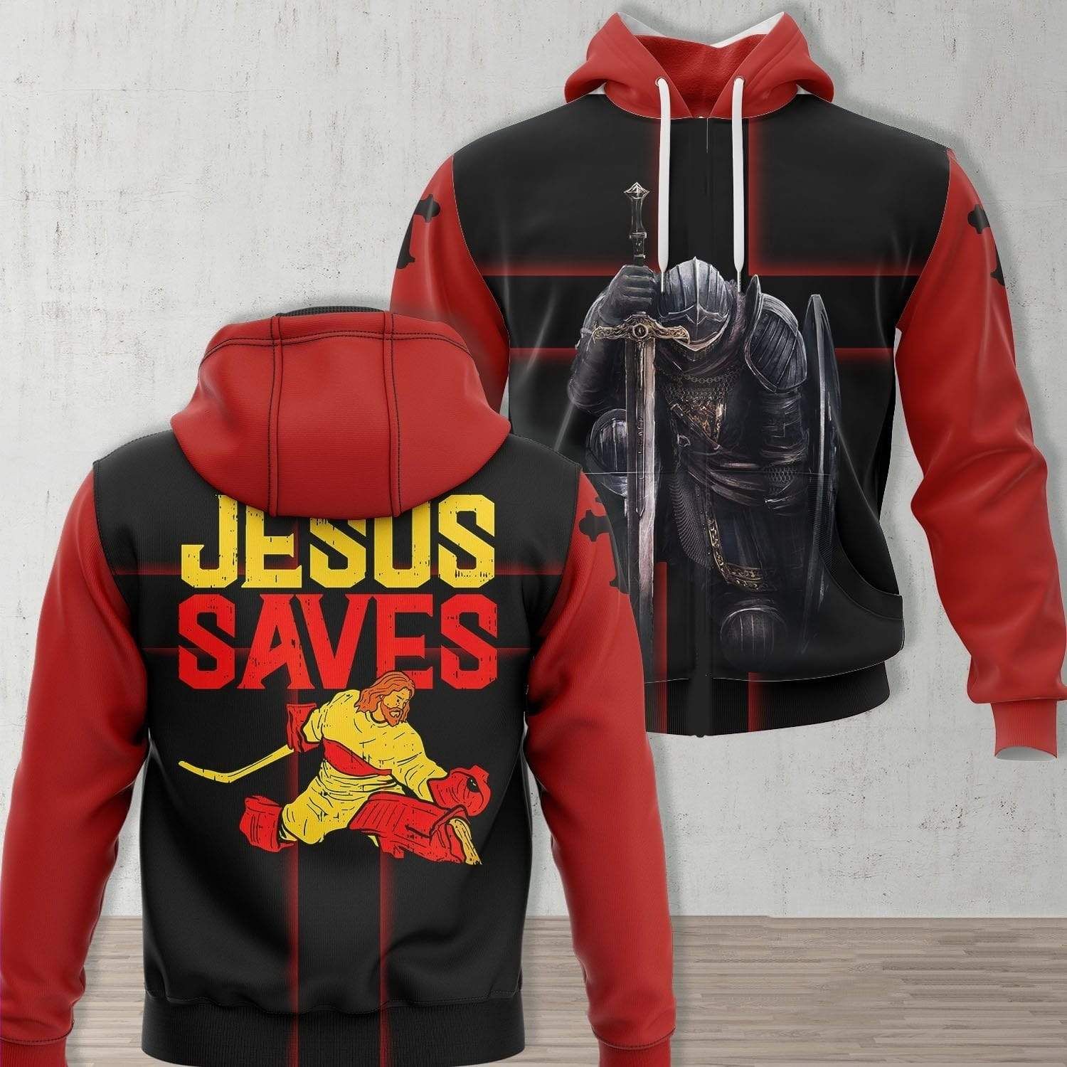 Jesus Saves Ice Hockey Goalie Hoodie 3D All Over Print