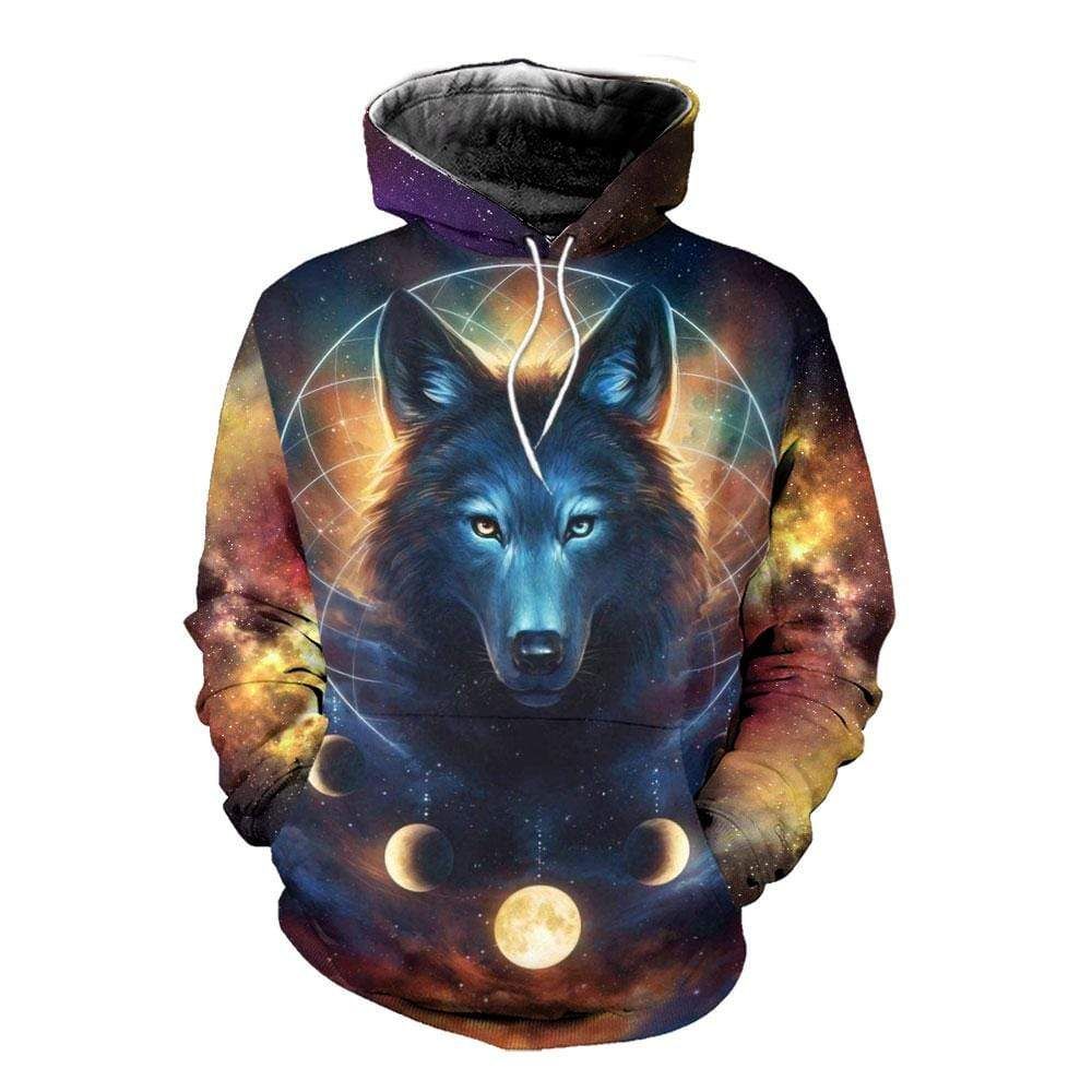 Wolf Planet Galaxy Hoodie 3D All Over Print
