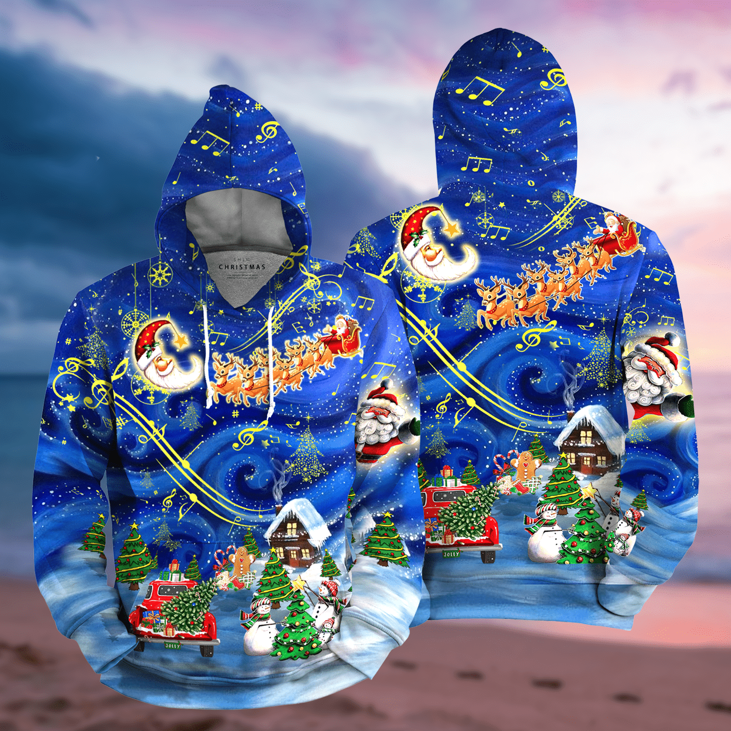 Christmas Sky Santa Claus Hoodie 3D All Over Print