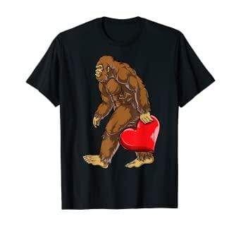 Gift For Couple Sasquatch T-shirt Bigfoot Heart