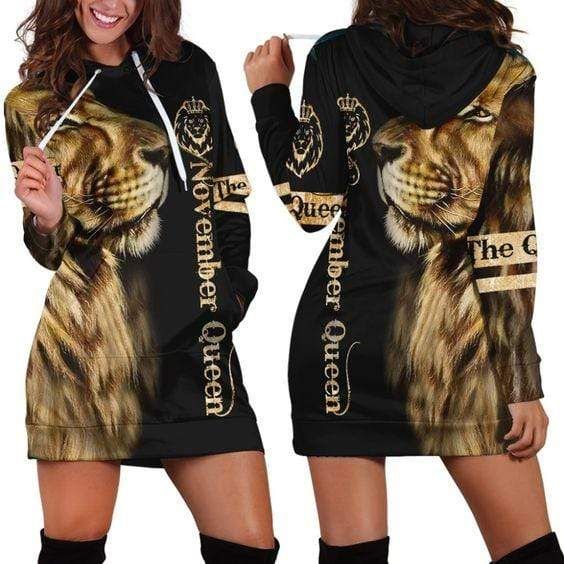 Personalized Lion Queen Custom Month Hoodie Dress 3D All Over Print