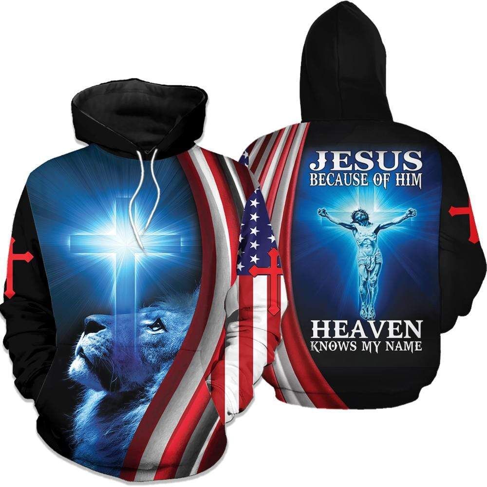 Jesus Because Of Him Heaven Knows My Name Lion Hoodie 3D All Over Print PAN