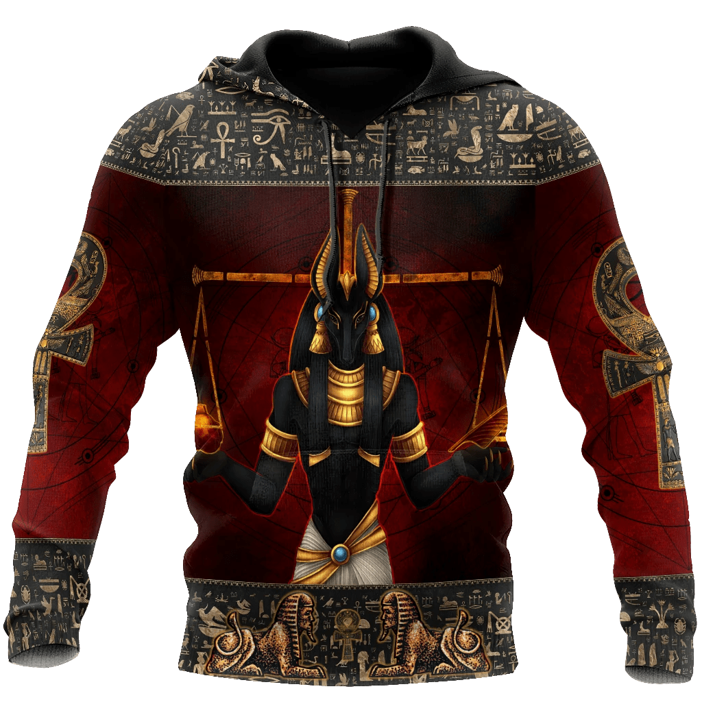 Anubis Ancient Egyptian Red Hoodie 3D All Over Print