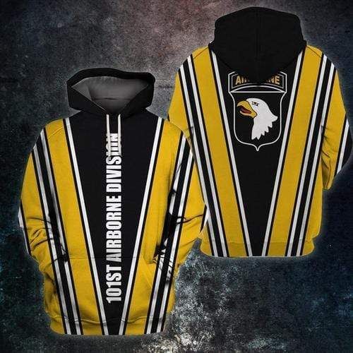 101 Airborne Black Yellow Hoodie 3D All Over Print