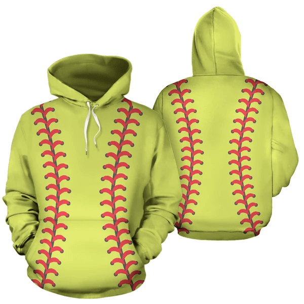 Personlized Softball Green Hoodie 3D All Over Print Custom Name