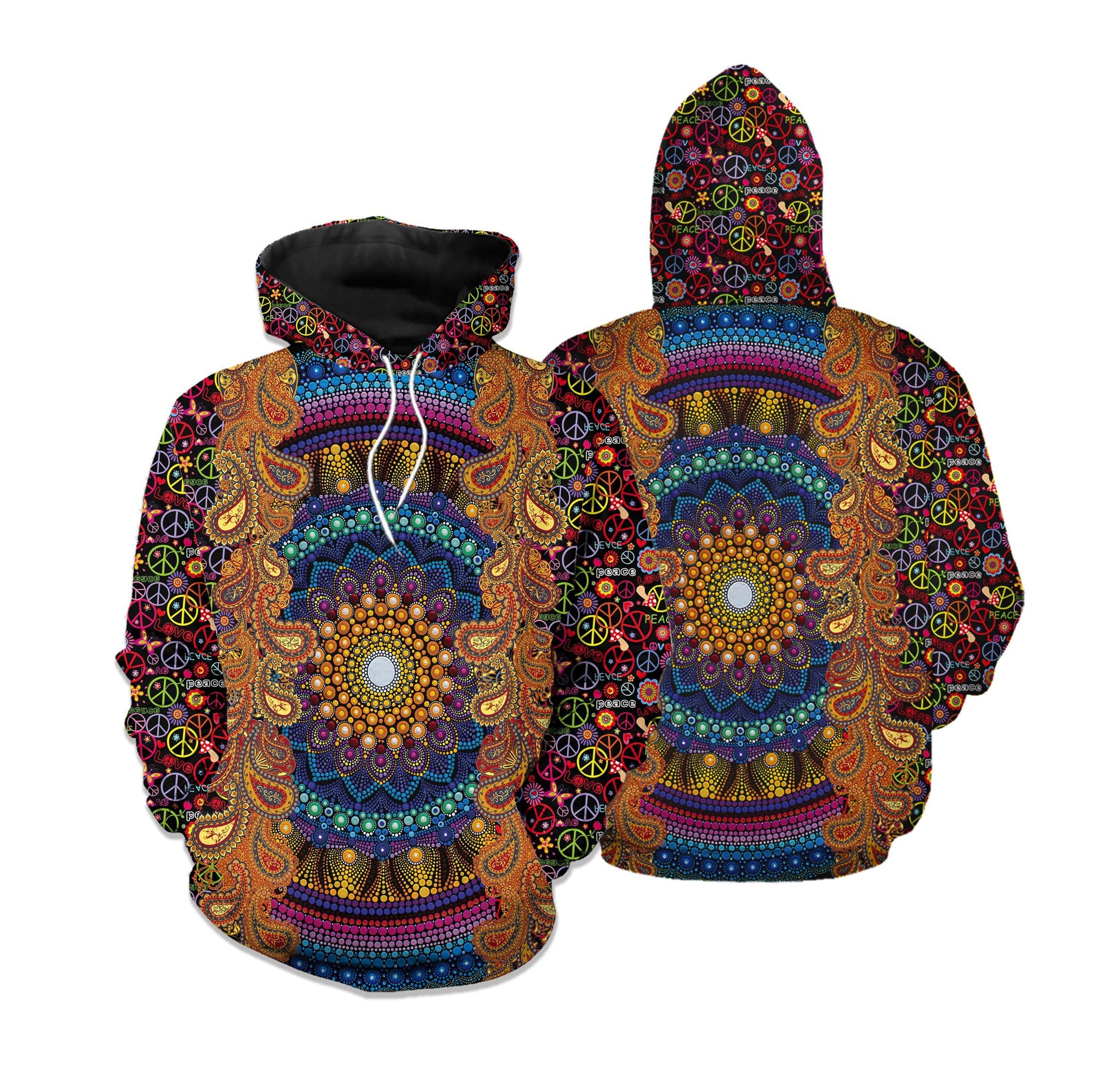 Hippie Bohemian Pattern Colorful Hoodie 3D All Over Print