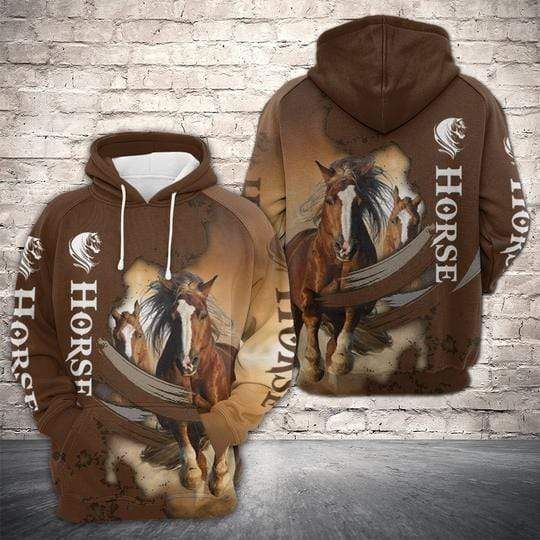 Amazing Strong Horse Brown Hoodie 3D All Over Print