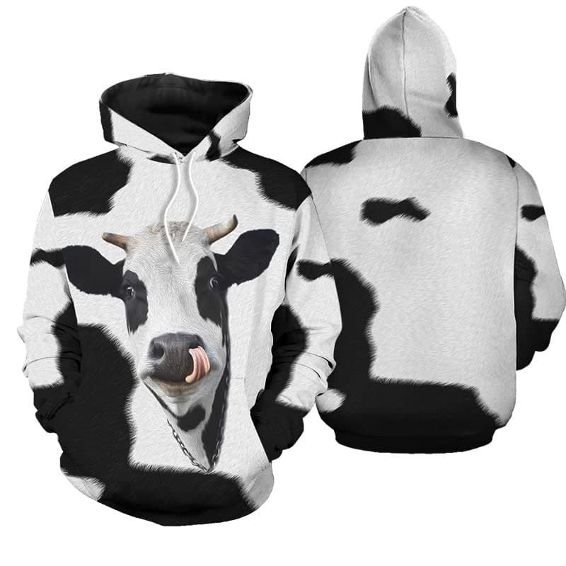 Farmer So Cute Dairy Cattle Leather Pattern Hoodie 3D All Over Print