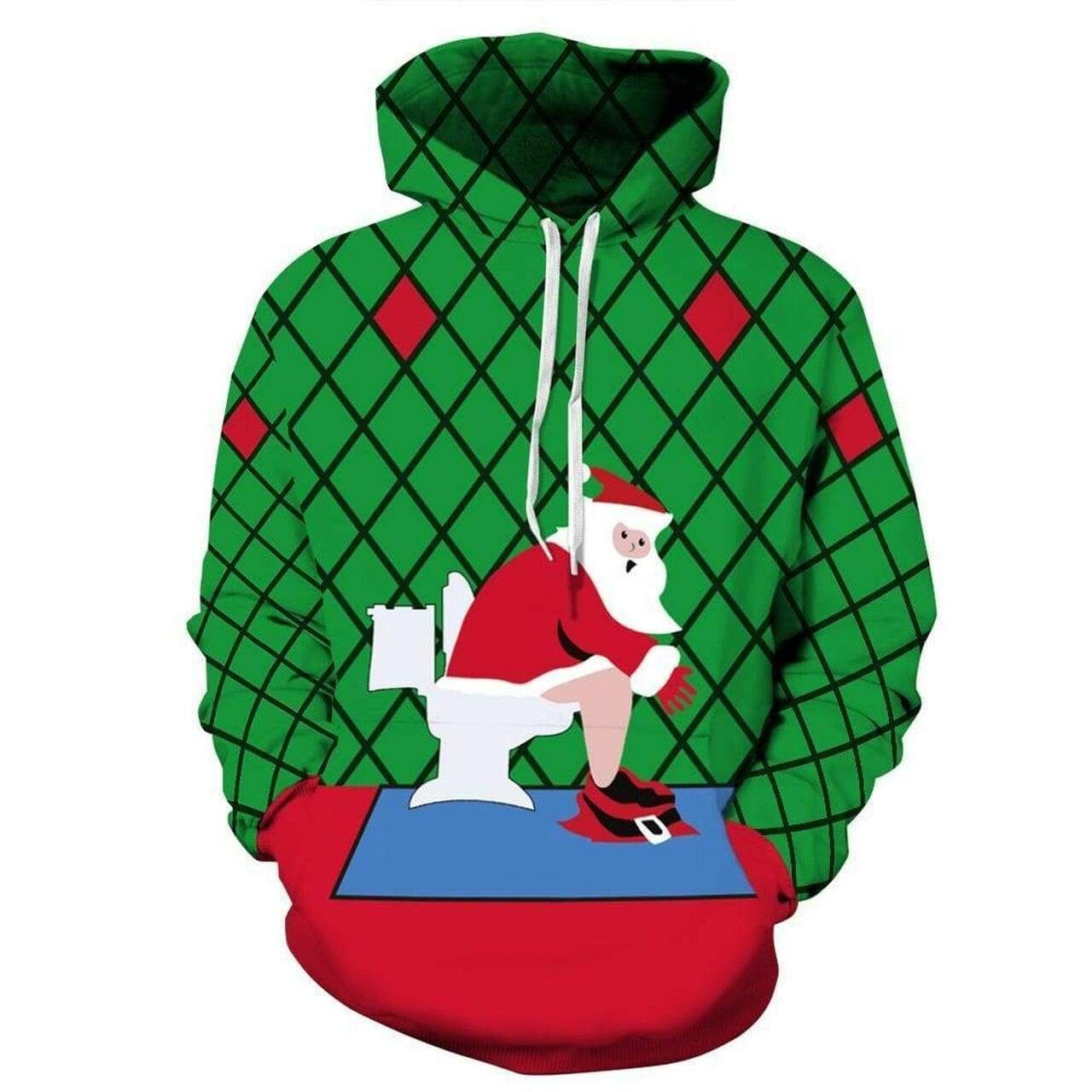 Funny Santa Claus Wc Green Christmas Hoodie 3D All Over Print