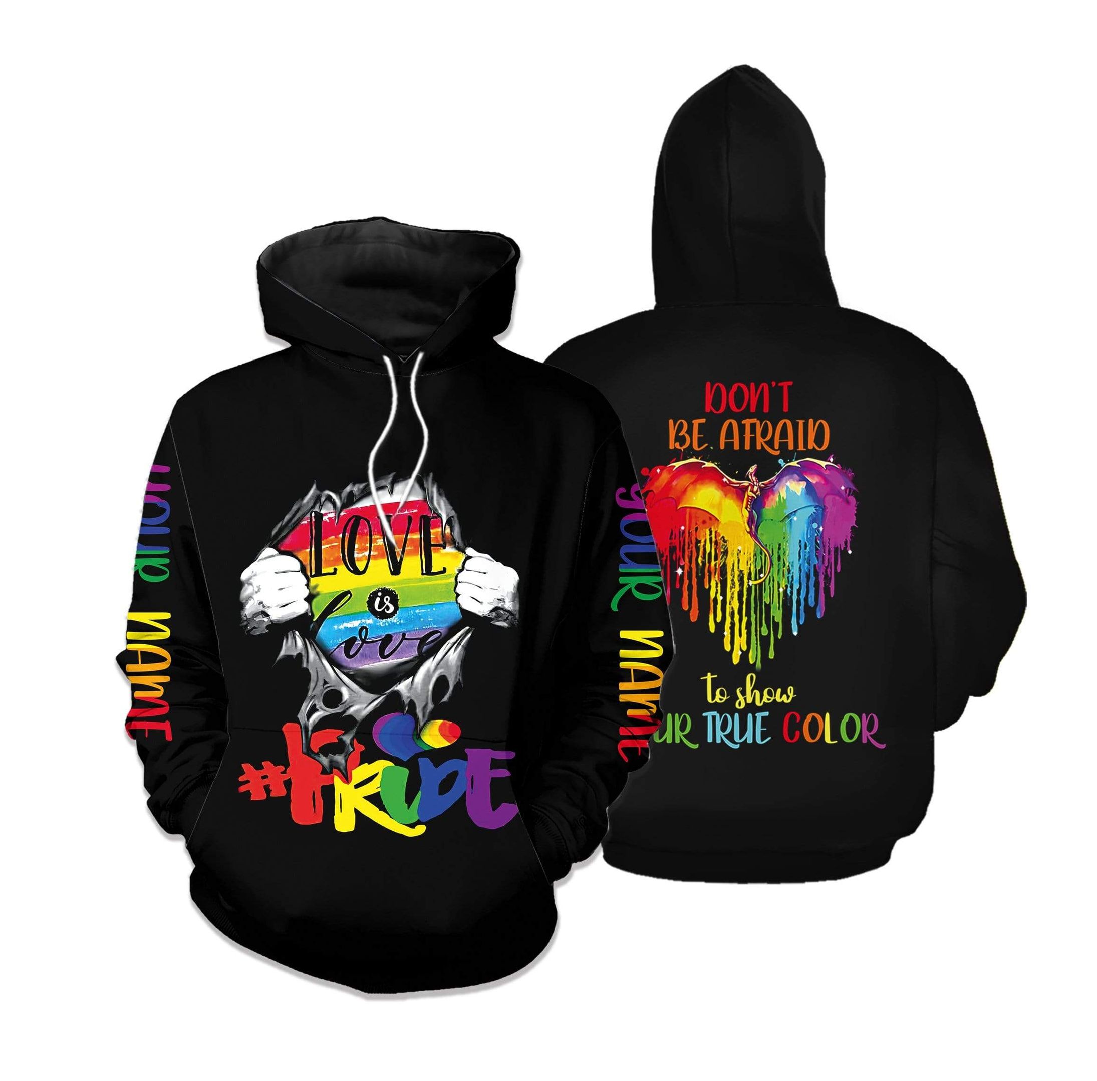Personalized Name LGBT Pride Rainbow Color Hoodie 3D All Over Print