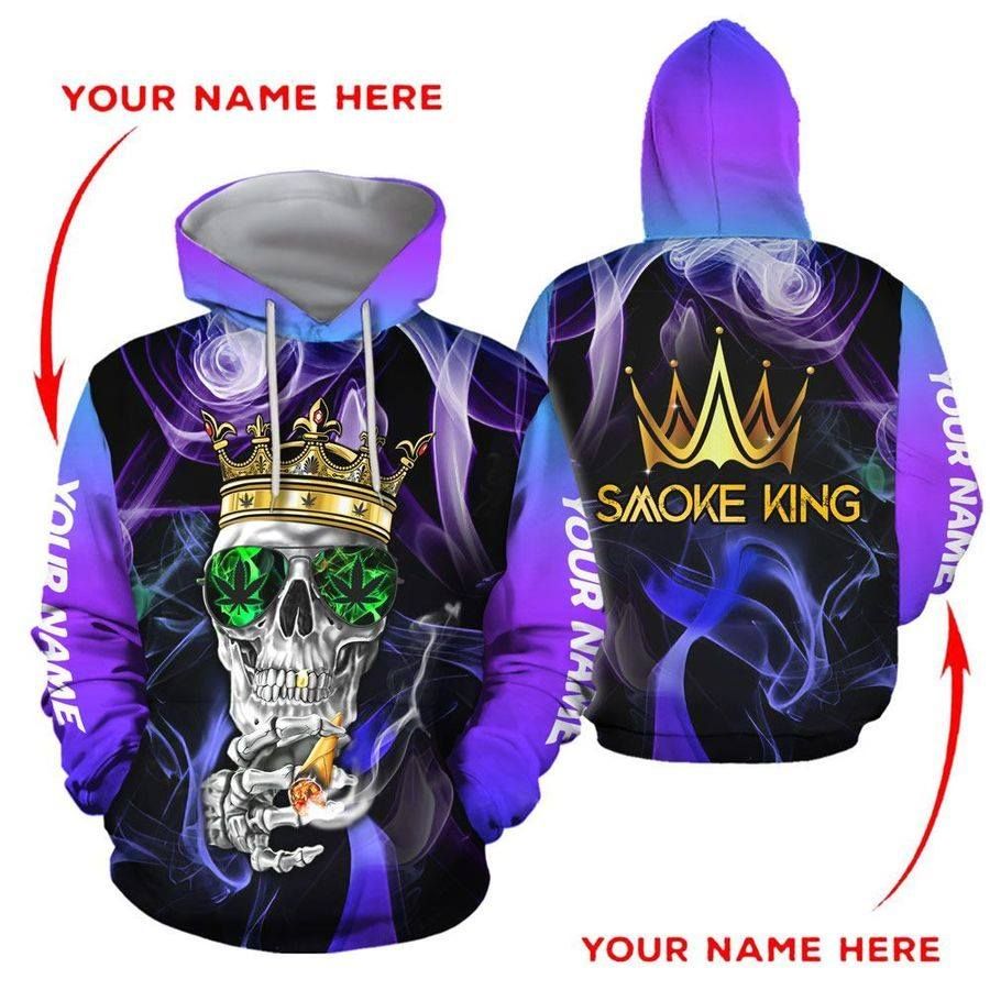 Personalized Smoke King Skull Custom Name Hoodie 3D All Over Print
